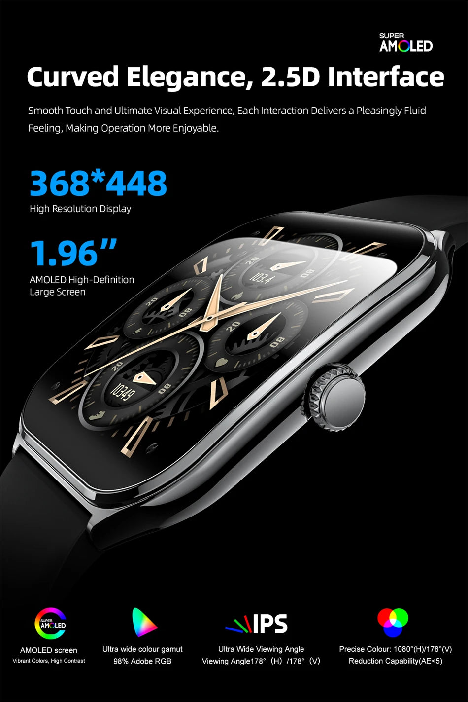 New For OPPO Ultra Thin Smart Watch Men AMOLED HD Screen Always Show Time Heart Rate Bluetooth Call Sports Waterproof Smartwatch