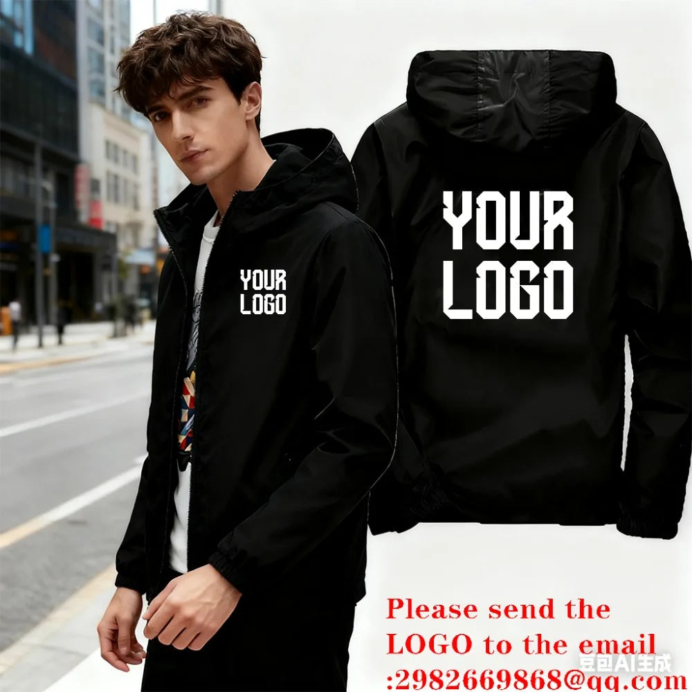 Customized Travel Team Zipper Jacket, Men's and Women's Hooded Unisex UV Resistant Waterproof Jacket, Outerwear, Spring, Summer, Main image