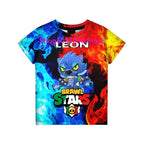Boys Summer T-shirt Tees Brawl-Stars Anime Figures Leon Cartoon Characters Kids Cosplay Costumes Crow T Shirt Christmas Gifts