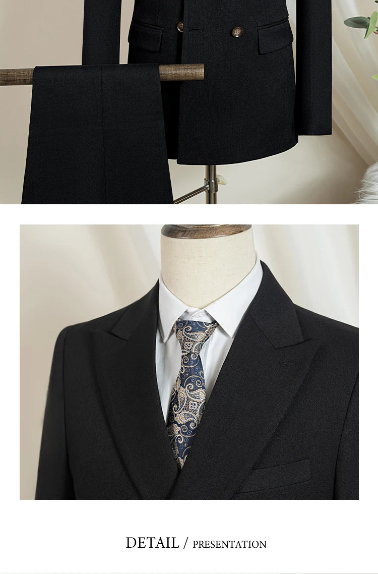 ST Cassy dark blue Elegant Man Suit 2 Pcs Set Modern Wedding Party Suits for Men Stylish Business office suit