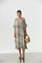 Animal Fiber Fabric~ Casual Dress for Women, Ruffled Silk Dress, Designer Niche Silk Long Dress, New Women's Fashion