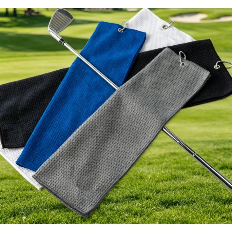 40*60CM Cotton High Water Absorption Microfiber Cleaning Towels Golf Towel with Carabiner Hook Cleans Clubs Golf Training Aids