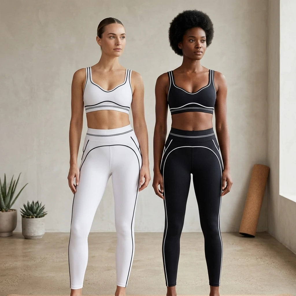 Women Striped Sexy Yoga Set, High-elasticity Quick-drying Sports Vest with Trousers, Fitness Gym Workout Outfit for Daily Sports Main image