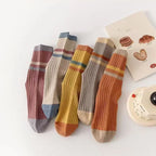 5 Pairs Striped Print Socks for Women Comfy Soft Mid Tube Socks Winter  Harajuku Funny Casual Sock Women's Stockings Hosiery