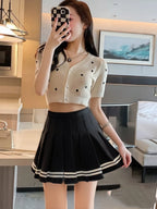 Vintage Korean Style Patchwork Skirt Harajuku JK Black Pleated Skirts Gothic Streetwear High Waist Mini Skirt Women Punk Skirt