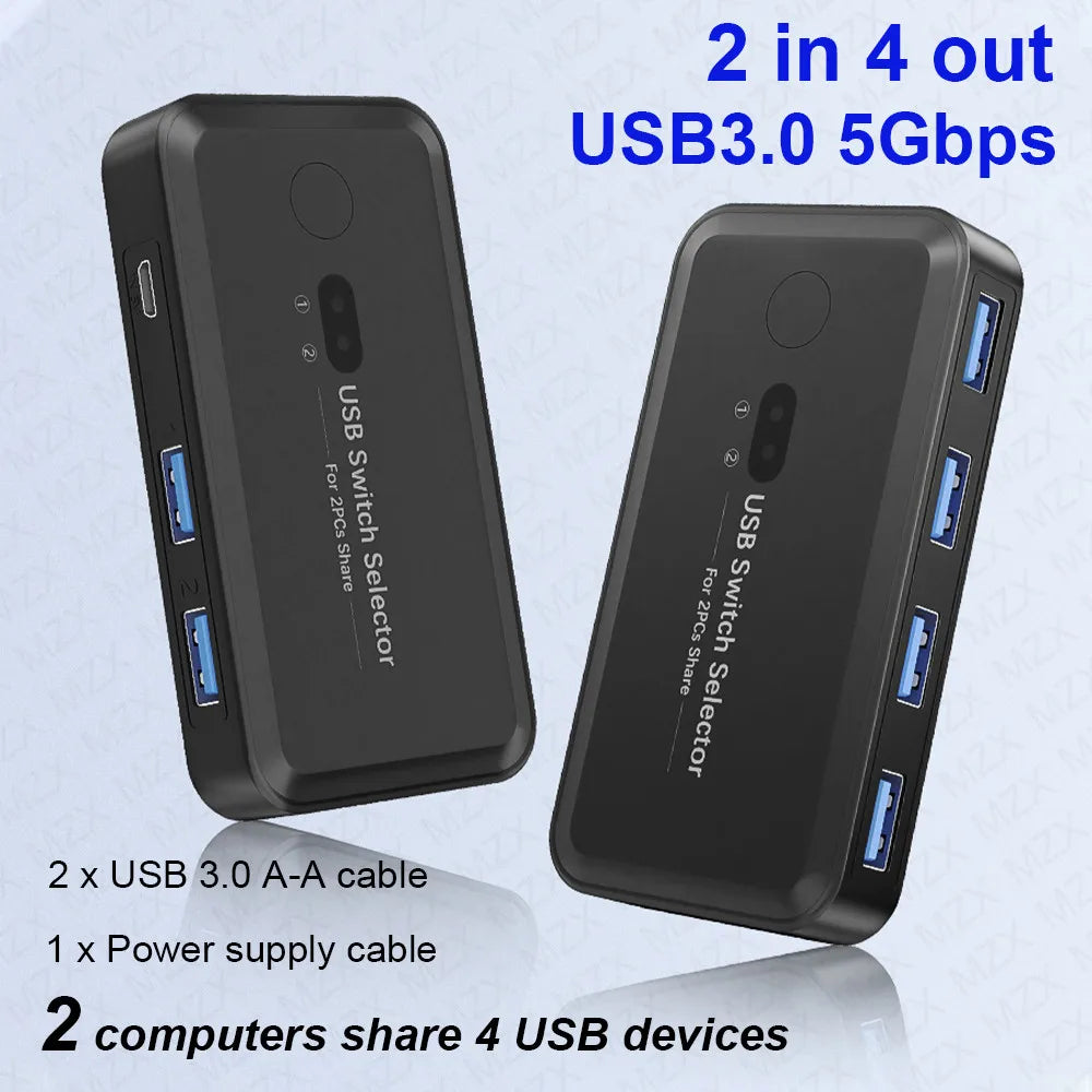 MZX USB 3.0 Switch KVM Switcher Selector KM Hub Docking Station Dock 2 Computer Laptop PC Accessories Share Keyboard for Macbook