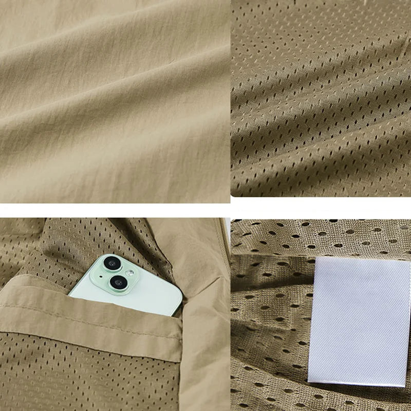 Men's Stand Collar Jacket Spring Breathable Lightweight Anti-Wrinkle Windbreaker Outdoor Sport Casual Quick-Drying Work Jackets