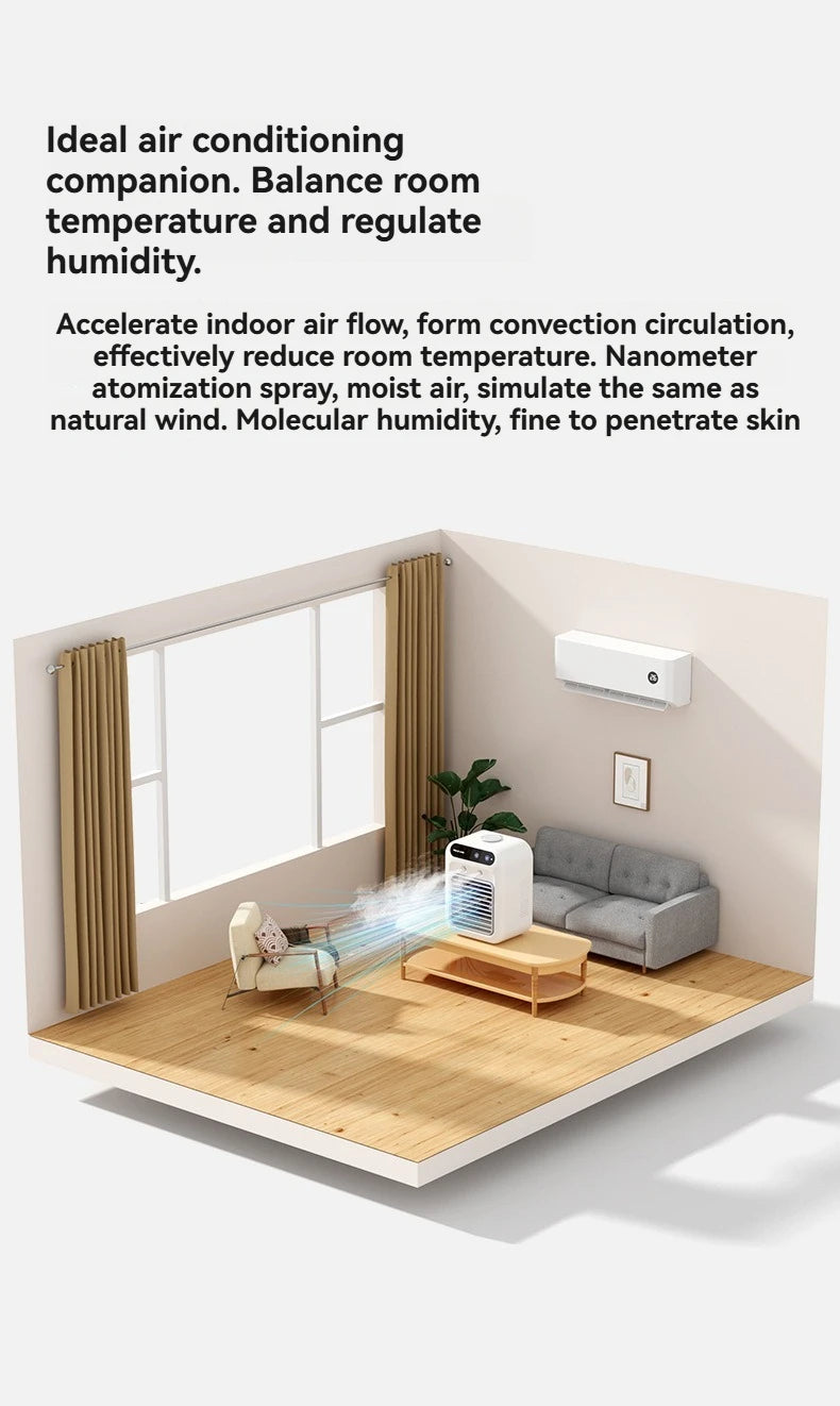 Wireless Air Conditioner Mini Portable Air Cooler Fan 500ml Ice Water Spray Humidifier For Home Air Conditioning Mist Fan USB
