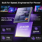Smartphone Android 15 Cubot P90, 6.88-Inch 120Hz Screen, 24GB RAM+256GB ROM, G100 Octa-core, 2.2GHz, 64MP, 5100mAh,NFC, 4G Phone