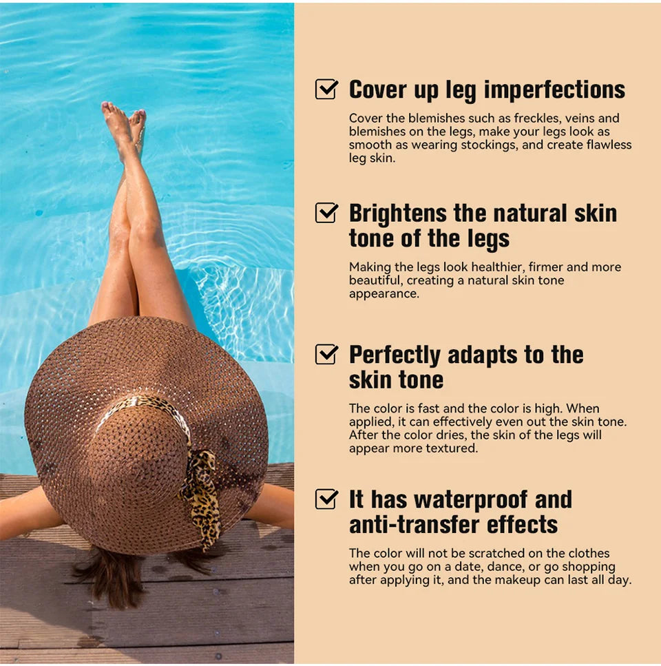 Bronze Leg & Body Makeup Foundation With Powder Puff 100ml Waterproof Long Lasting Even Skin Tone Body Tanning Cream 3 Colors