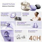 Lenovo LK6 Over Ear Wireless Bluetooth 5.4 Headphones Sound Quality Noise Reduction Ear Clip Earphones Long Endurance Earsets