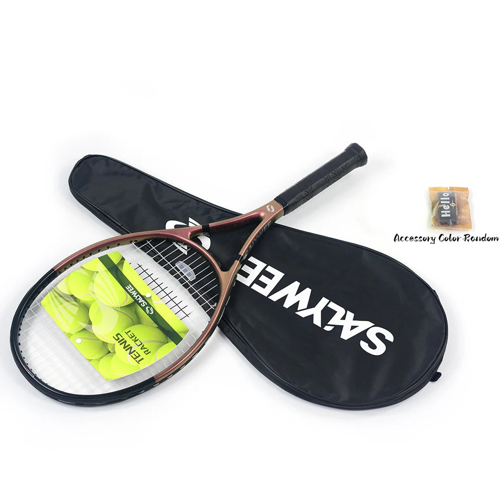 RaceRun-MAX Composite Carbon Tennis Racket, 295±10g Lightweight, 325mm Balance, One-Piece Stable Frame, 50-60lbs, for Advanced