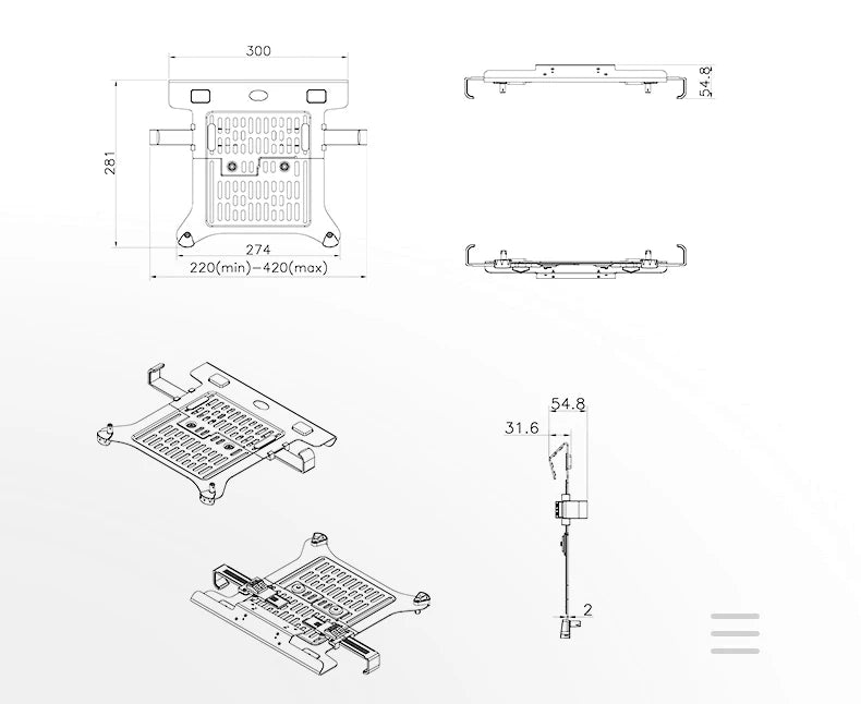 NB F80 + FP-2 full motion 360 rotate pivot 2-9kg gas spring arm 10"-17" laptop tray desktop stand clamp 10-90mm grommet hole