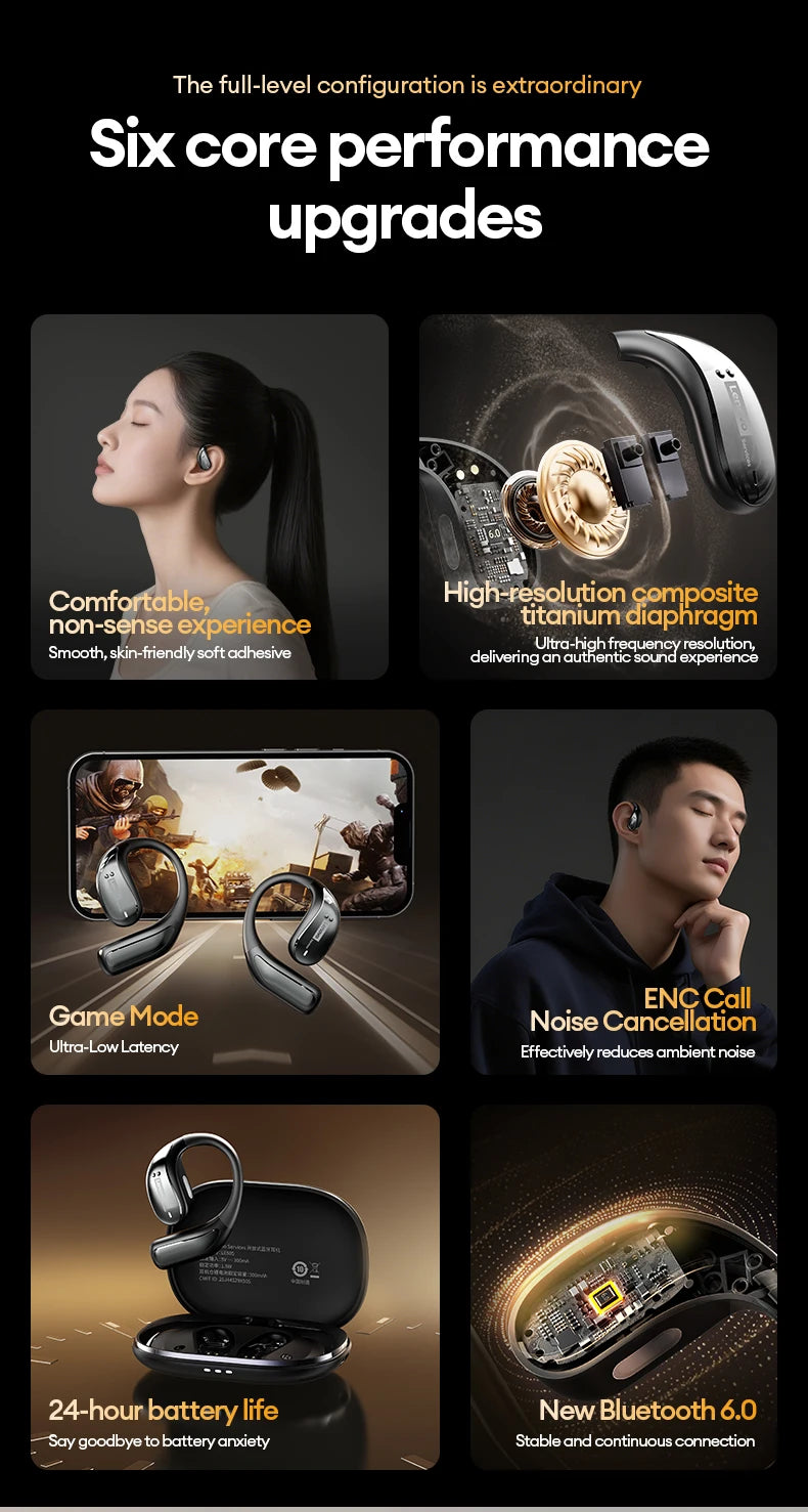 New Lenovo LE505 Wireless Bluetooth V6.0 Headphones ENC Noise Cancellation Low Latency Earbuds Long Battery Life Sport Earphones