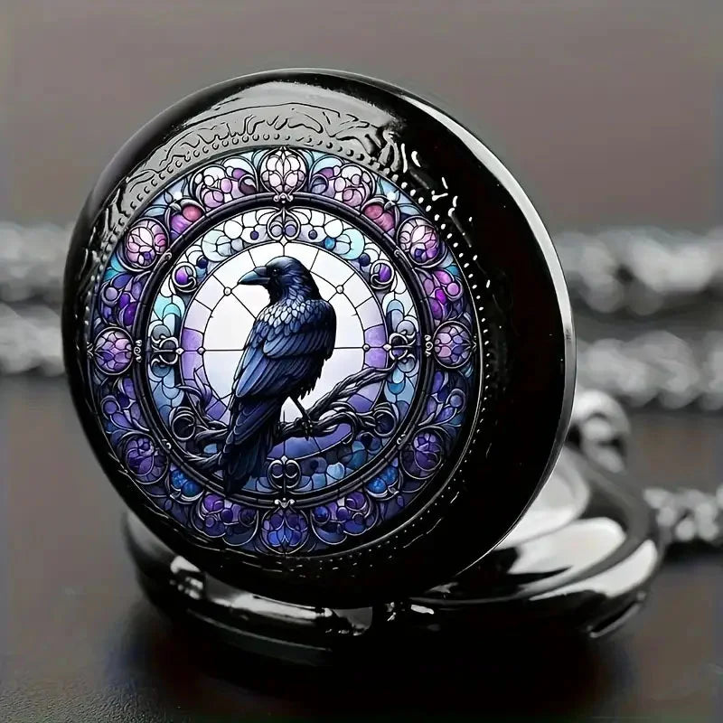 Colorful Pattern Medium Pocket Watch Retro Flip Decoration Necklace Watch Personalized Trend Male Female Student Quartz 2050