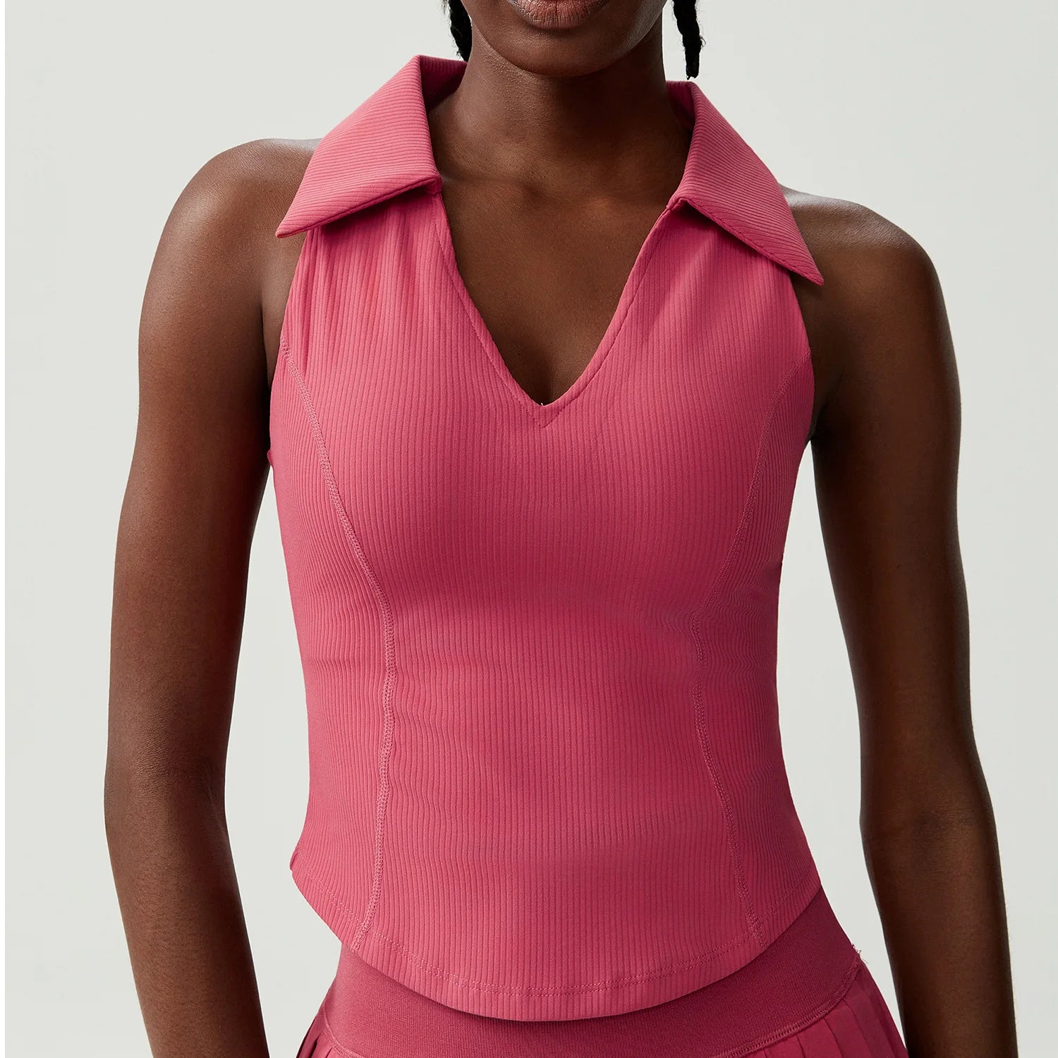 Sleeveless Fitness Yoga Shirt Women Summer Slim Fit V-Neckline Gym Running Top Breathable Quick Dry Sportswear Workout Clothes