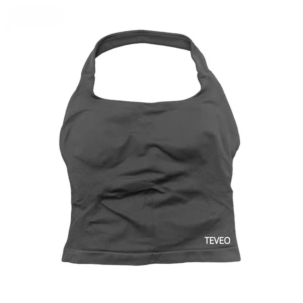 2025 TEVEO Nouveau Soutien-Gorge Elastique Haute Résistance Entièrement Licou Cou Nu Dos Nu Yoga Yoga Yoga