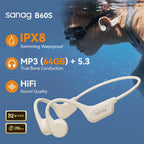 Sanag B60S Bone Conduction Earphone IPX8 Swimming Bluetooth Headphones Wireless Headset 32GB/64GB MP3 with Microphone Earbuds