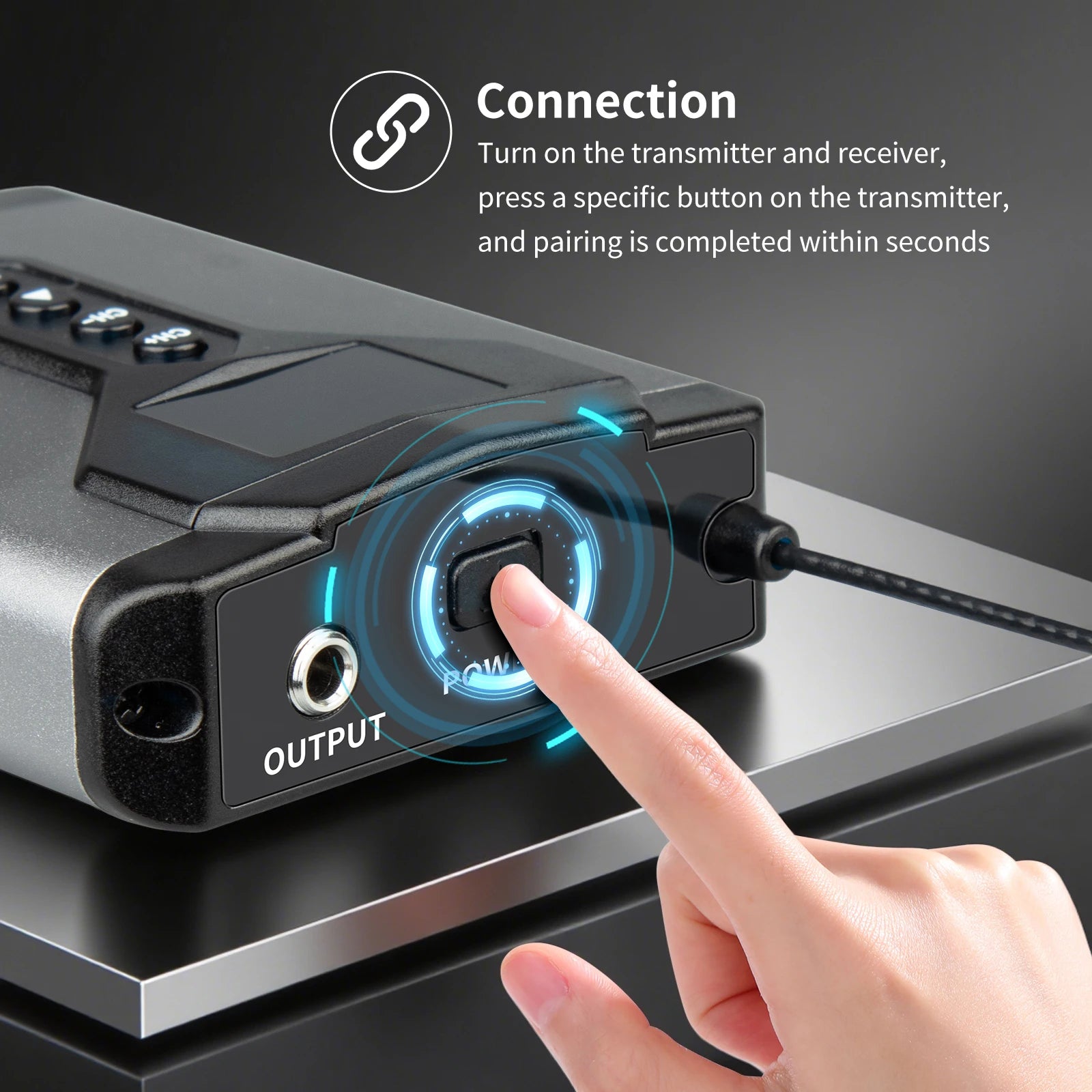 Stereo UHF in-ear monitoring wireless system DT1/2/4 transmitter and receiver of live music stage performance studio