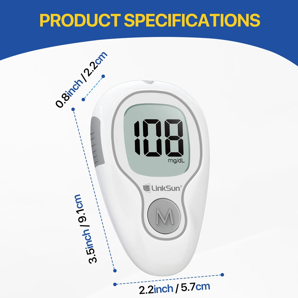 LinkSun Blood Glucose Meter G-425-3 Glucometer No Code for Diabetes Test 10/50/100pcs Strips Lancets Medical Blood Sugar mg/mmol