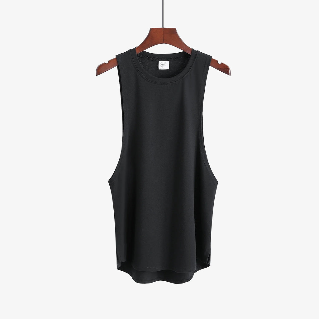 Grey Men's Sleeveless Tank Top Fitness Clothing Sportswear Gym Stringer Bodybuilding Undershirt Fashion Vest for Men