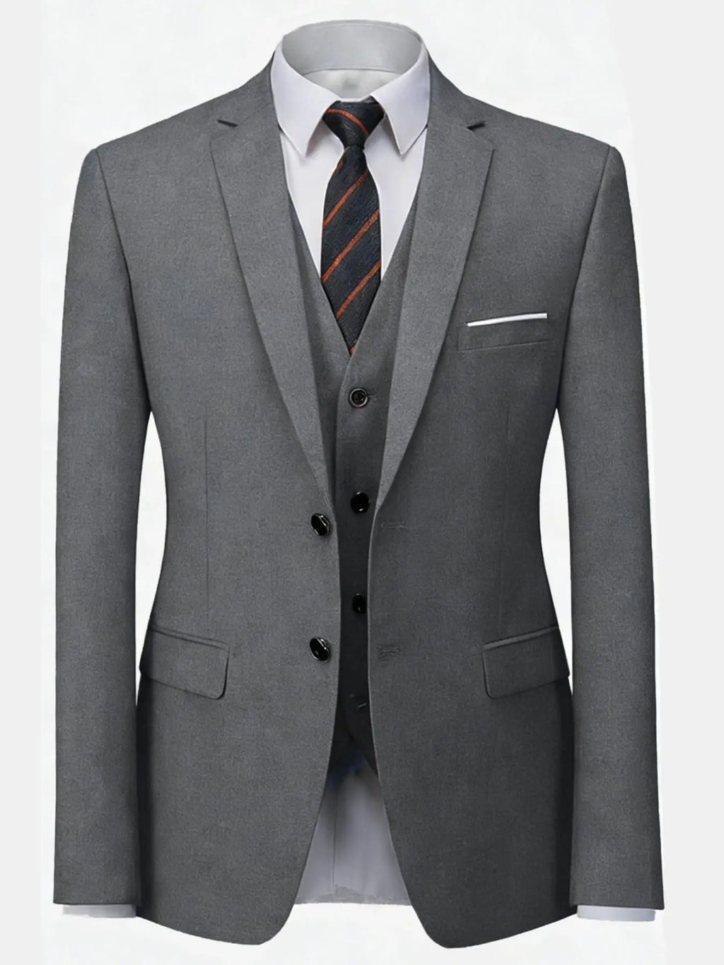 Men's Burgundy 2-Piece Suit Set (Blazer + Trousers Only, No Vest Included),Slim Fit Formal Business Wedding Party Jacket & Pants