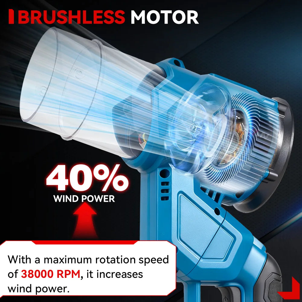 ONEVAN 2IN1 Brushless Electric Turbo Blower 38000RPM Cordless Handheld Dust Leaf Blowing Power Tool For Makita 18V Battery Pin
