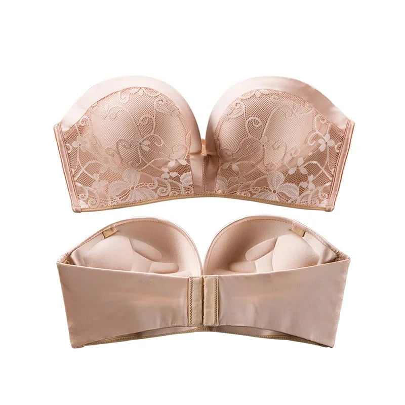 2024 New Sexy Lingerie Set for Women Strapless Push Up Bra Seamless Invisible Underwear Backless Wedding Dress LaceNo Show Panti