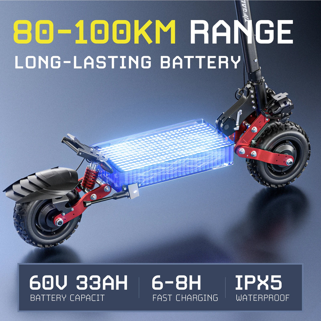 TIFGALOP CL8 Electric Scooter 6000W Powerful Motor 60V 33Ah Battery up to 100km Range Street Legal Adult Microcar Electric Scoot