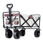 Large Weight Capacity Heavy Duty Wagon Cart Folding Wagon for Outdoor Garden Beach wagon Camping Equipment with Cup Holders