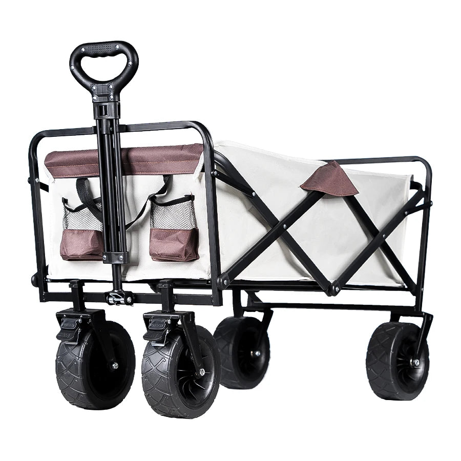 Large Weight Capacity Heavy Duty Wagon Cart Folding Wagon for Outdoor Garden Beach wagon Camping Equipment with Cup Holders