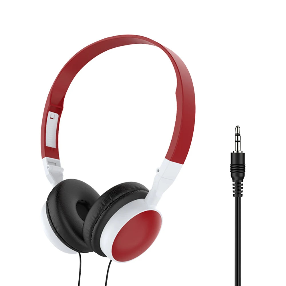 3.5mm Plug Wired Headphones Foldable Head Mounted Headset Earphone Headphones Stereo Foldable Sport Earphone for Phone/Tablet