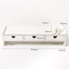 Pink White Student Storage Rack Heart Drawers Monitor Laptop Increase Shelf Office Screen Riser Holder Stationery Pen Storage
