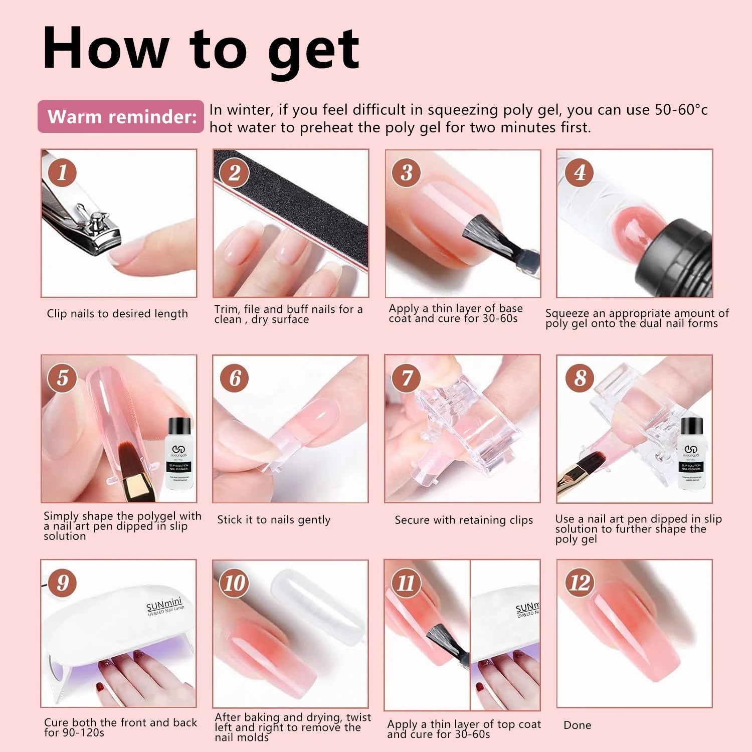 39pcs Nail Extension Gel Kit - contains all the basic nail tools, easy to use for beginners Easy salon nail construction gel