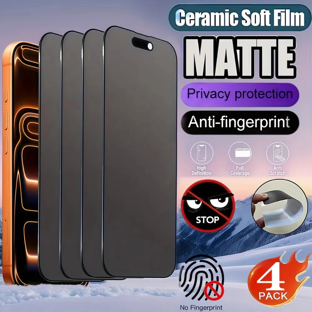 Full Cover Matte Privacy Screen Protector For iPhone 15 17 16 Pro 13 12 11 14 Pro Max 8 7 Plus 16e Air SE XS X XR Anti-Spy Film Main image