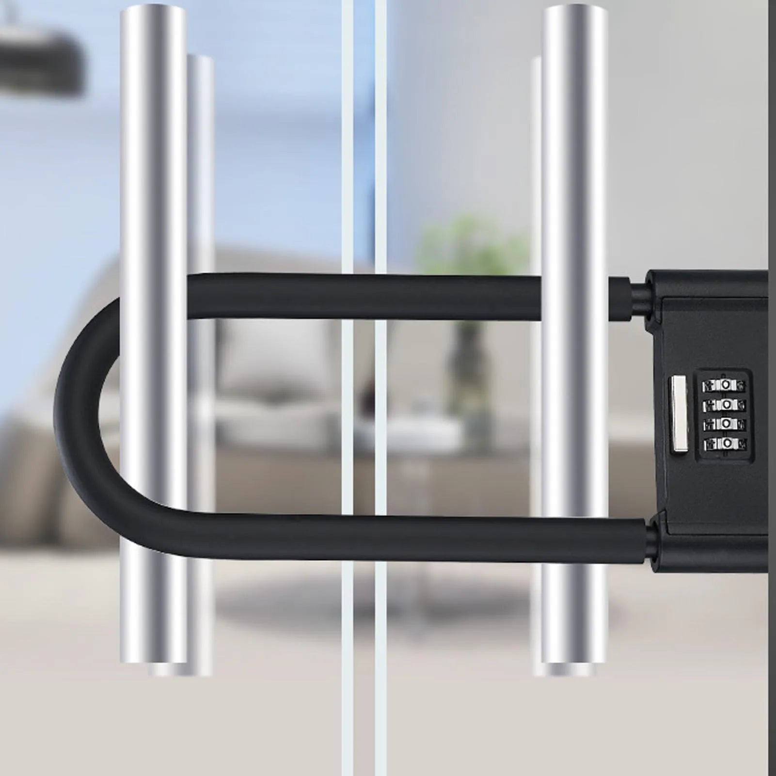 Bike U Lock 4 Digit Combination Padlock Heavy Duty Anti Theft U Lock with Adjustable Shackle for Glass Door Gate Shed Fence Secondary image