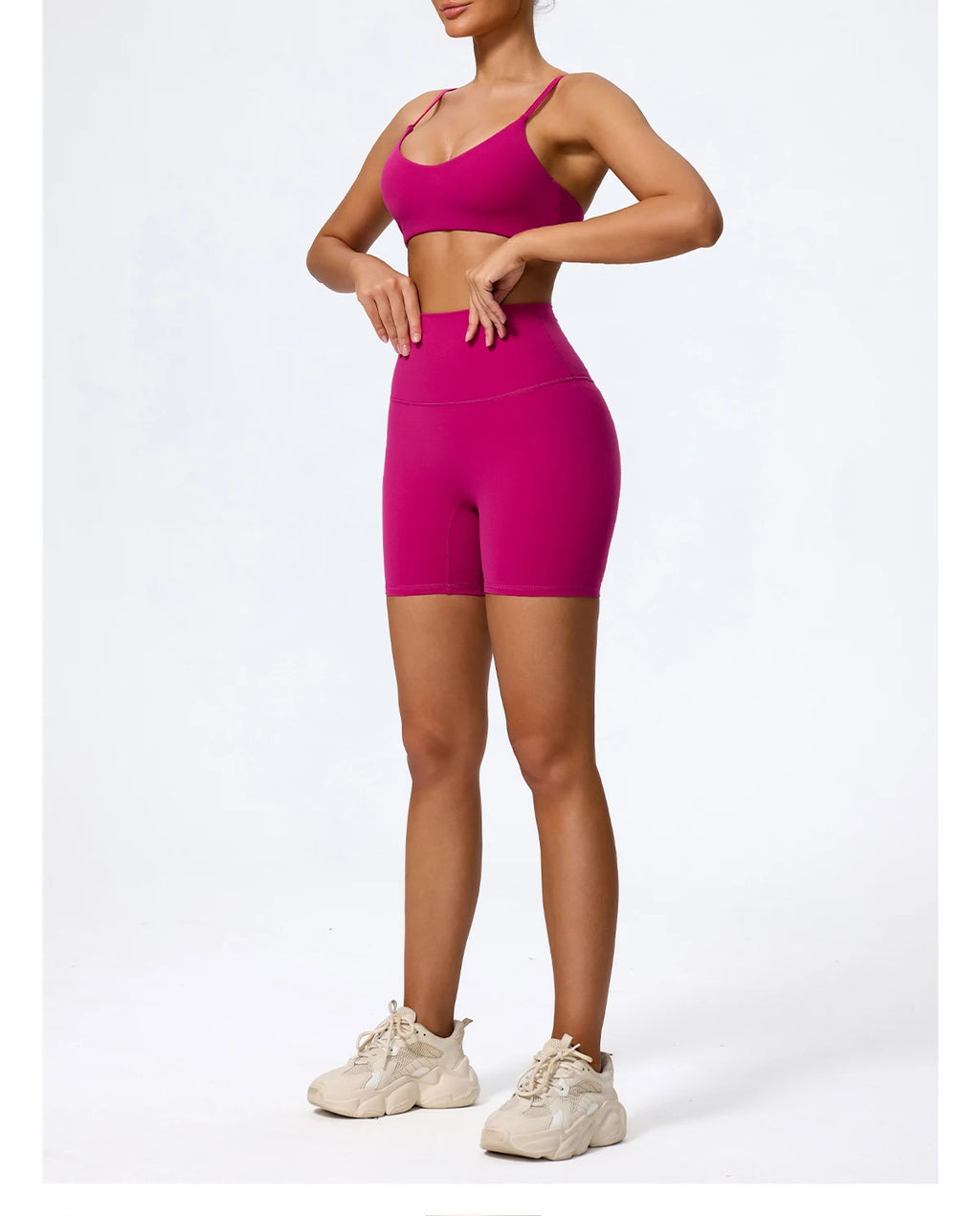 Hearuisavy Summer Super-Soft 2Pcs Women's Running Sports Shorts Set Breathable Fitness Yoga Bra Casual Push Up Workout Crop Top