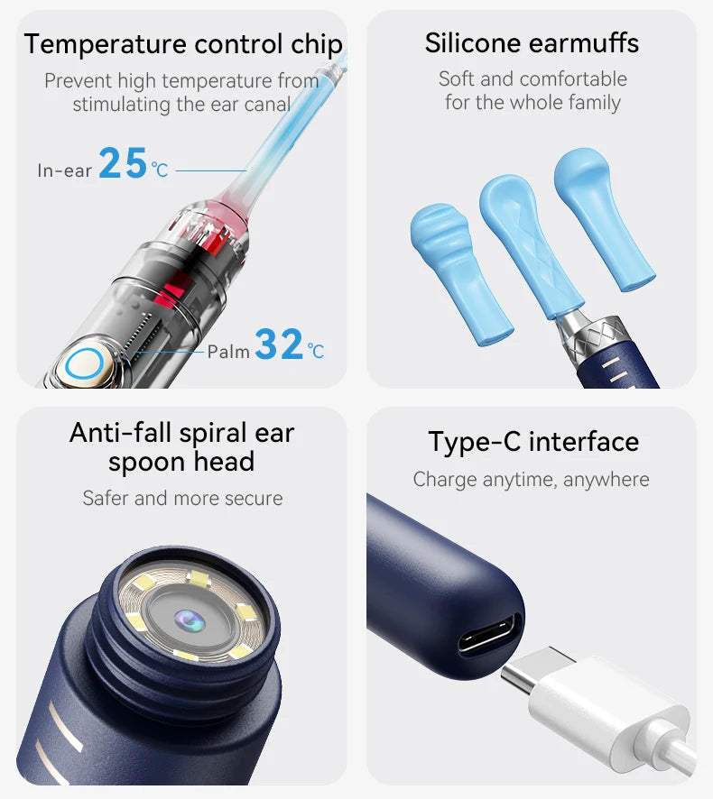 Upgraded Smart Visual Ear Wax Cleaner With Camera 800W HD Endoscope Multi-Functional Visual Ear Cleaning Tool Includes Storage