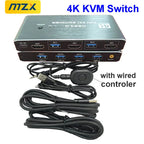 KVM Switch 4K 60Hz Switcher USB 3.0 Hub Docking Station Splitter Dock 2 Computers Share Keyboard Mouse Printer PC Accessories