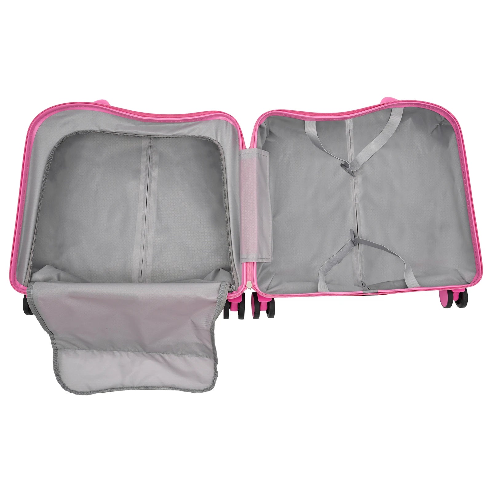 18 Inch Ride-On Suitcase, Cute Luggage with Internal Mesh Pocket, Storage Box with Swivel Casters for Short Trips, Pink
