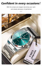 POEDAGAR Luxury Men's Watches Waterproof Luminous Date Week Men Watch Stainless Steel Casual Fashion Quartz Man Wristwatch Reloj