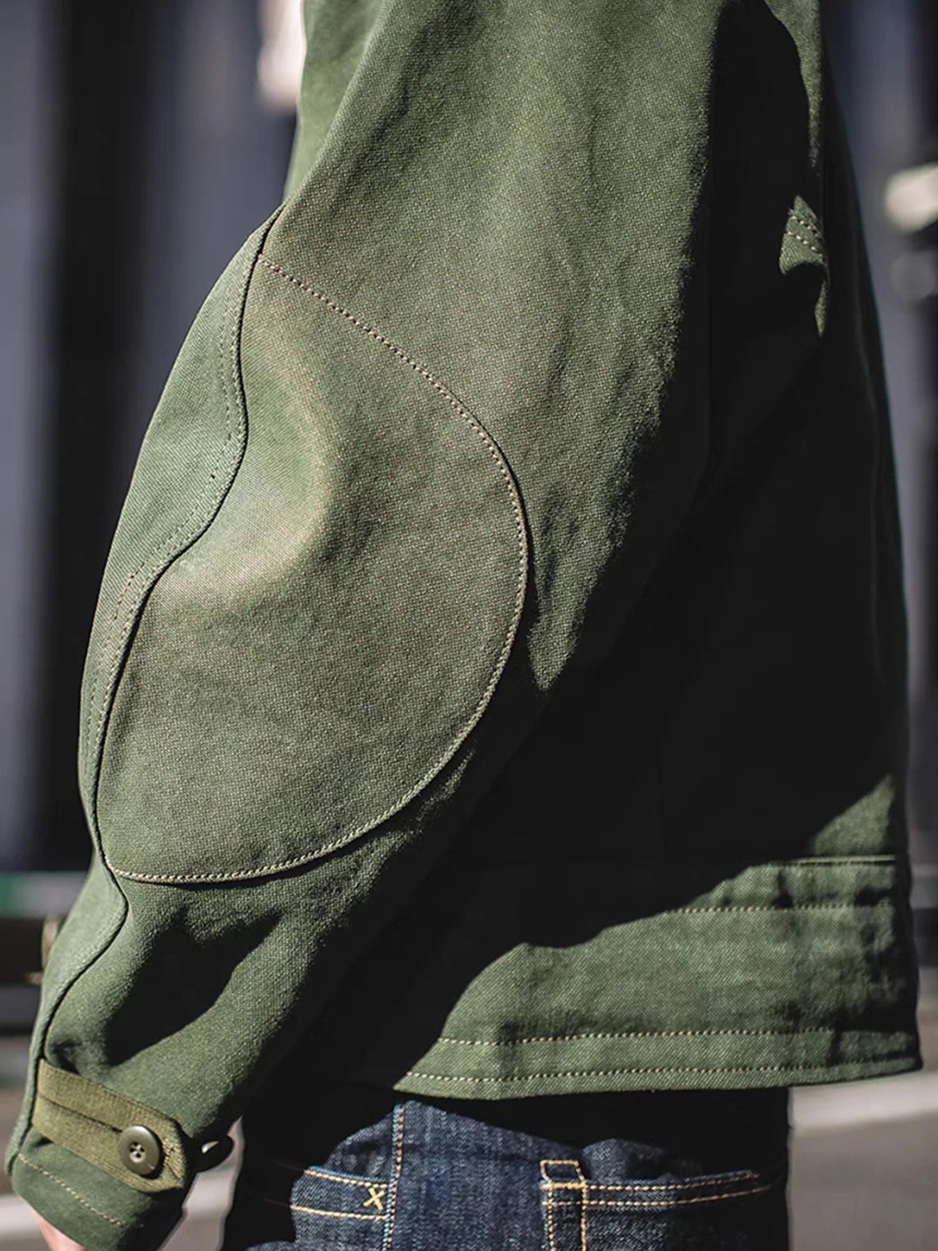 Swedish motorcycle jacket, men's retro military green casual cropped jacket, 100% cotton canvas workwear asymmetric safari style