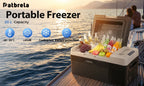 Patbrela 20L Car Refrigerator 12V Compressor Fridge 12/24V DC 100-240V AC Portable Compressor Cooler Box for Camping Travel with APP Camping Fridge