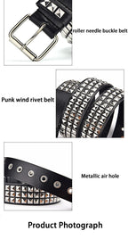 Fashion New Square Bead Rivet Belt Metal Pyramid Belt Men and Women Punk Hardware Jeans Belt Y2K Belt Designer Belt Women's Belt