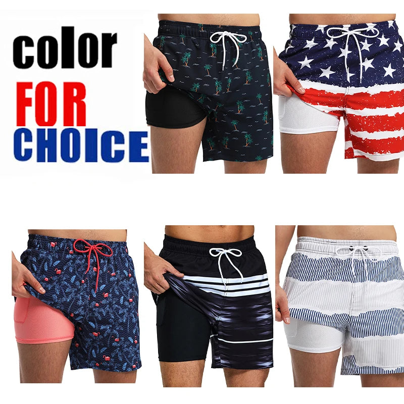 ESCATCH Summer 2026 New Fashion Polyester Swimming Shorts Men Gym Board Quickly Dry Elastic Waist Traje De Baño Beach Pants
