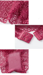 Women Push-Up Bra Set Sexy Lingerie Floral Lace Wire Free Bralette Low Rise Panties Sexy Briefs Female Underwear Intimates