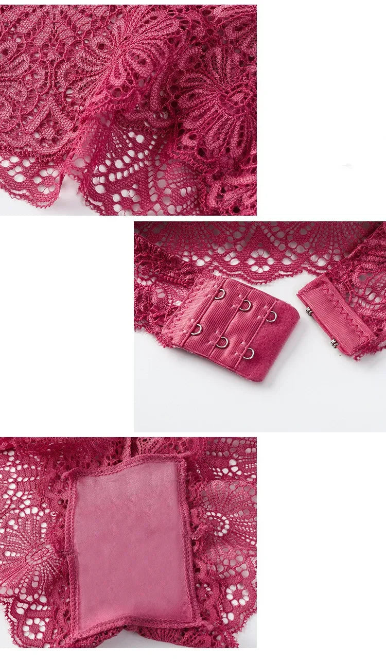 Women Push-Up Bra Set Sexy Lingerie Floral Lace Wire Free Bralette Low Rise Panties Sexy Briefs Female Underwear Intimates