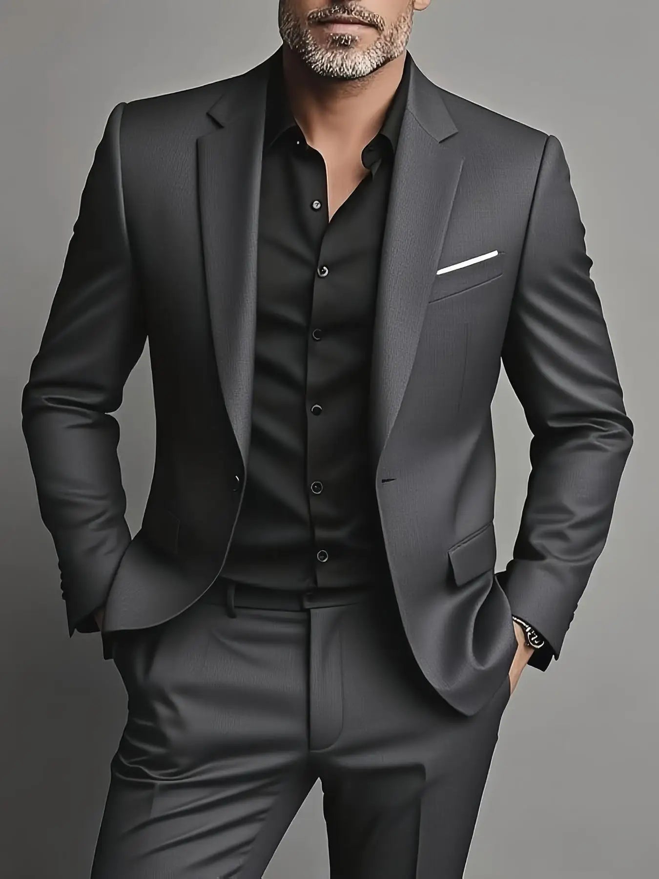 Men's Burgundy 2-Piece Suit Set (Blazer + Trousers Only, No Vest Included),Slim Fit Formal Business Wedding Party Jacket & Pants Main image