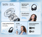 Baseus BH1 Lite Wireless Headphones Bluetooth 6.0 ENC Clear Call Headsets Super Bass Hit Earphones 80H Playtime Over Ear Headset