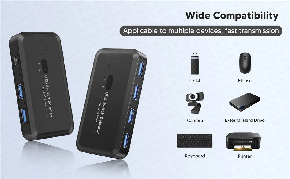 MZX USB 3.0 Switch KVM Switcher Selector KM Hub Docking Station Dock 2 Computer Laptop PC Accessories Share Keyboard for Macbook